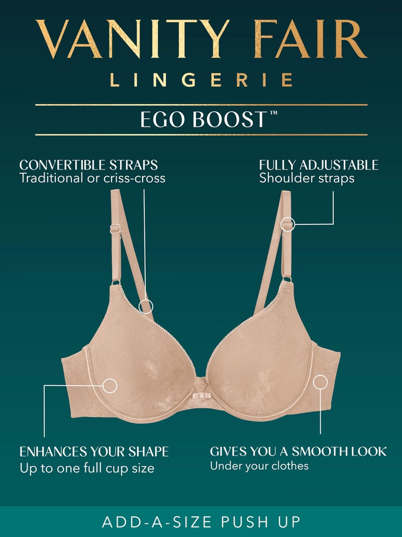 Vanity Fair Womens Ego Boost Add-a-size (+1 Cup Size) Push Up Bra, Underwire - Black Jacquard, 38C US - Image 5